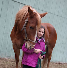 girl with horse at camp day